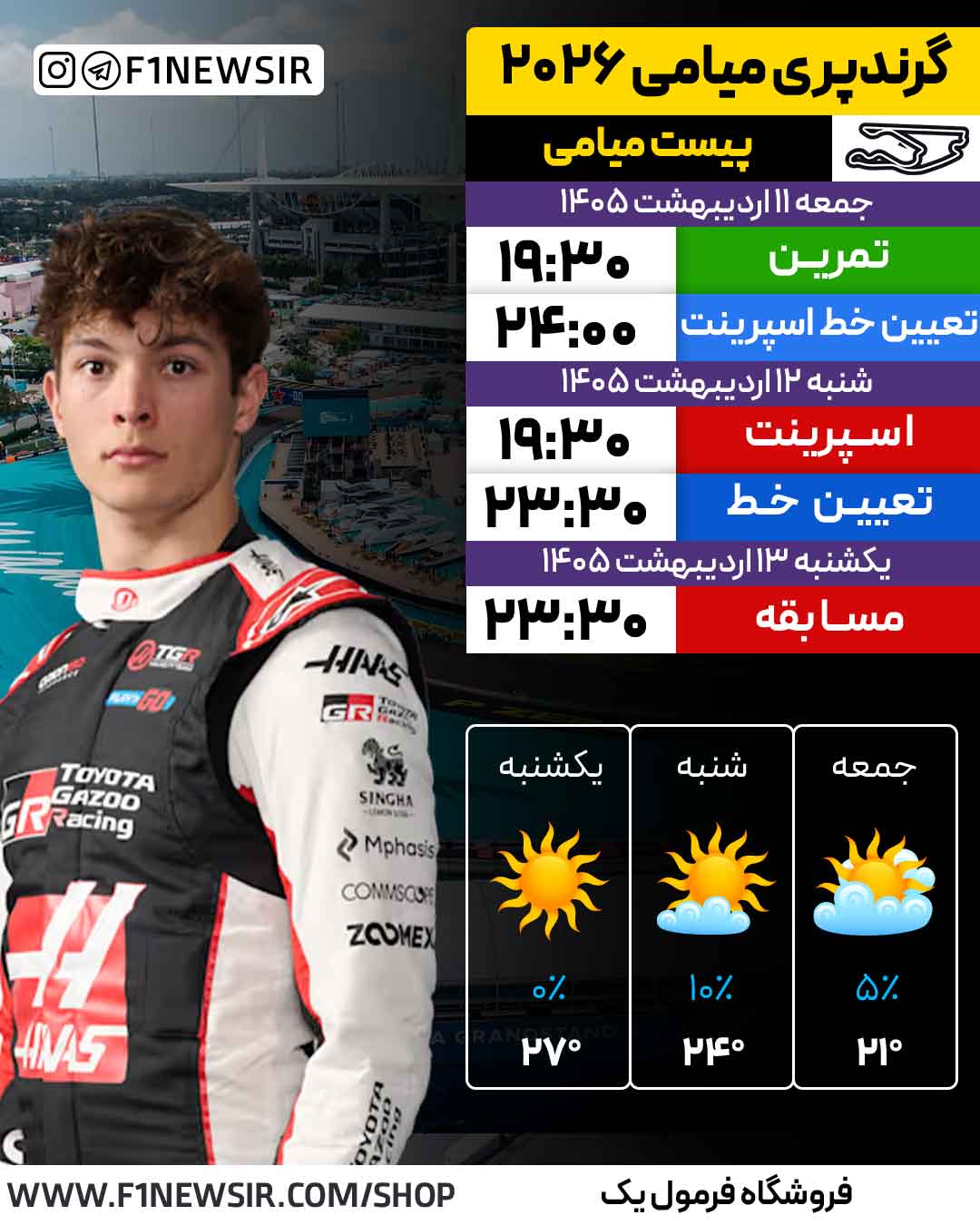 برنامه برگزاری گرندپری فرمول یک میامی 2026